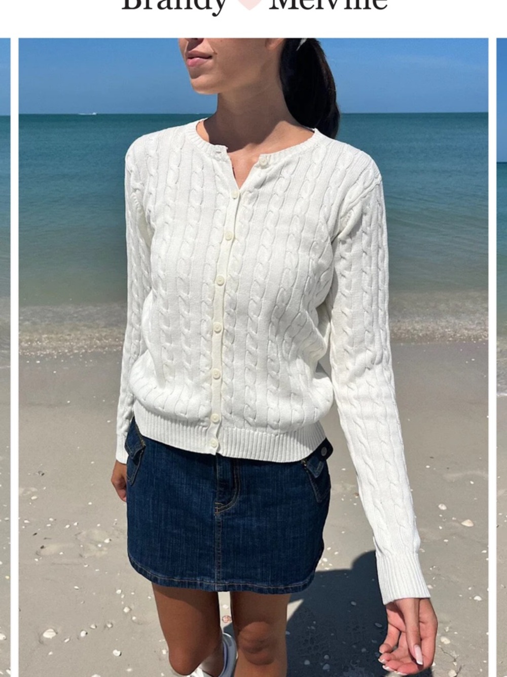 Brandy Melville Grey Amalie Cable-Knit Button Cardigan Sweater- NWOT